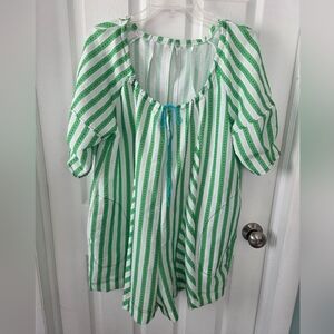 Striped Bop Around Romper NWOT Green And White